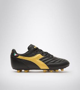 Black / Gold Men's Diadora Brasil Lt+ Mdpu Football Shoes | NZ-908132