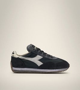 Black / Grey Men's Diadora Equipe H Dirty Stone Wash Evo Heritage Shoes | NZ-654308