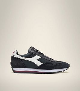 Black / White Men's Diadora Equipe H Dirty Stone Wash Evo Heritage Shoes | NZ-504938