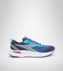 Blue / Silver Men's Diadora Mythos Blushield Volo Running Shoes | NZ-429680