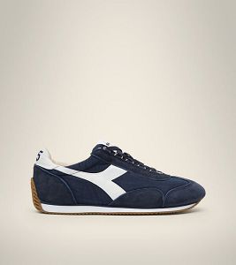 Blue / White Men's Diadora Equipe H Canvas Stone Wash Heritage Shoes | NZ-841537