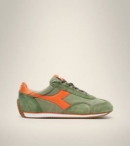 Green / Orange Men's Diadora Equipe H Canvas Stone Wash Heritage Shoes | NZ-431795