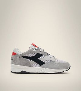 Grey / Black / Red Women's Diadora Eclipse Premium Heritage Shoes | NZ-692348