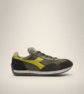 Olive / Yellow Men's Diadora Equipe H Dirty Stone Wash Evo Heritage Shoes | NZ-821764