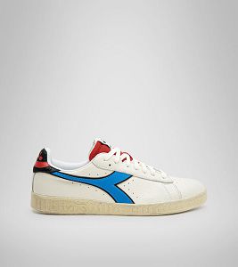 White / Black / Blue Men's Diadora Game L Low Icona Sneakers | NZ-250471