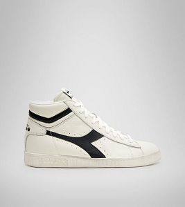 White / Black Men's Diadora Game L High Waxed Sneakers | NZ-632780