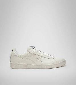 White / Black Men's Diadora Game L Low Waxed Sneakers | NZ-596473