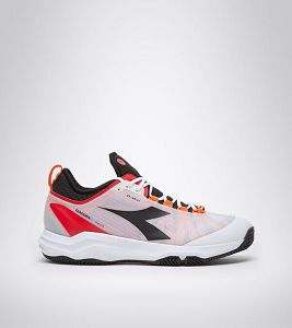 White / Black / Red Men's Diadora Speed Blushield Fly 3 + Clay Tennis Shoes | NZ-956017