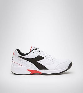 White / Black / Red Men's Diadora Volee 5 Tennis Shoes | NZ-714052