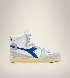 White / Blue Men's Diadora Mi Basket Used Heritage Shoes | NZ-109684