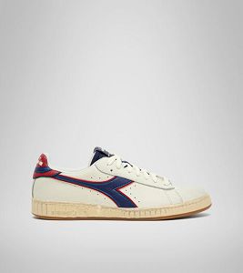 White / Blue / Red Men's Diadora Game L Low Icona Sneakers | NZ-289075