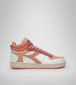 White / Brown Women's Diadora Magic Basket Demi Icona Wn Sneakers | NZ-123894