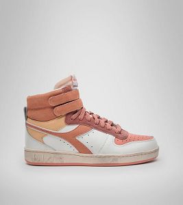 White / Brown Women's Diadora Magic Basket Mid Icona Wn Sneakers | NZ-312970