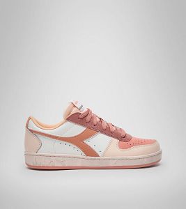 White / Brown Women's Diadora Magic Basket Low Icona Wn Sneakers | NZ-438097