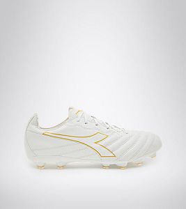 White / Gold Men's Diadora Brasil Elite Lt Lp12 Football Shoes | NZ-139870