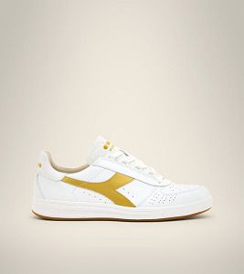 White / Gold Women's Diadora B.Elite H Italia Sport Heritage Shoes | NZ-647913