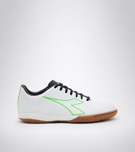 White / Green / Black Men's Diadora Pichichi 4 Idr Futsal Shoes | NZ-138290