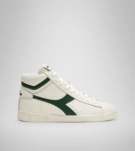 White / Green Men's Diadora Game L High Waxed Sneakers | NZ-281304