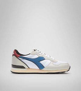 White / Grey / Blue Men's Diadora Camaro Icona Sneakers | NZ-180957