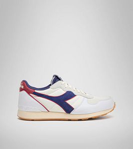 White / Grey / Blue Men's Diadora Camaro Icona Sneakers | NZ-402563