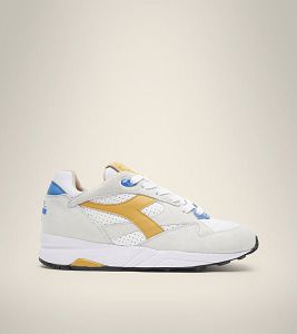 White / Grey / Blue Men's Diadora Eclipse Italia Heritage Shoes | NZ-478536