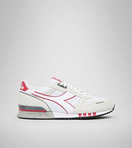 White / Grey / Red Men's Diadora Titan Sneakers | NZ-217943