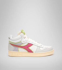 White / Grey / Red Women's Diadora Magic Basket Demi Wn Sneakers | NZ-710956