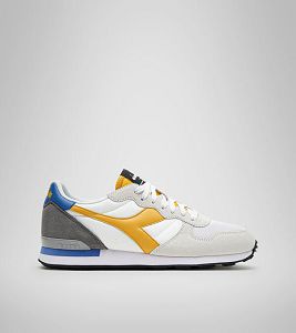 White / Grey / Yellow Men's Diadora Camaro Sneakers | NZ-843291