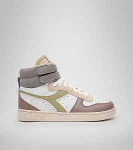 White / Multi Women's Diadora Magic Basket Mid Icona Wn Sneakers | NZ-364097