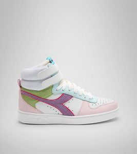 White / Multi Women's Diadora Magic Basket Mid Wn Sneakers | NZ-493017