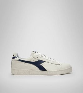 White / Navy Men's Diadora Game L Low Waxed Sneakers | NZ-836701