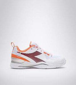 White / Orange / Red Women's Diadora Blushield Torneo W Ag Tennis Shoes | NZ-241589