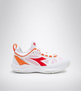 White / Orange / Red Women's Diadora Speed Blushield Fly 3 + W Clay Tennis Shoes | NZ-975832