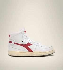 White / Red Men's Diadora Mi Basket Used Heritage Shoes | NZ-537401