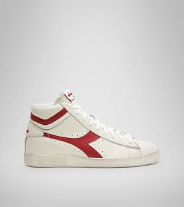 White / Red Women's Diadora Game L High Waxed Sneakers | NZ-528170