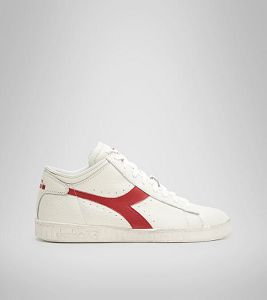 White / Red Women's Diadora Game L Waxed Row Cut Sneakers | NZ-492051