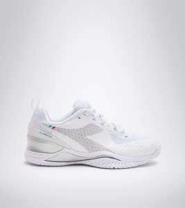 White / Silver Women's Diadora Blushield Torneo W Ag Tennis Shoes | NZ-908532