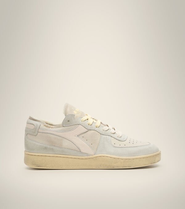 Beige / Grey Women\'s Diadora Mi Basket Row Cut Pigskin Used Heritage Shoes | NZ-207341