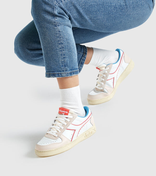 Beige / Pink / Blue Women's Diadora Magic Basket Low Icona Wn Sneakers | NZ-542170