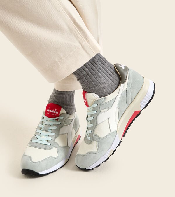 Grey / Beige / Red Men's Diadora Trident 90 C Sw Heritage Shoes | NZ-709318