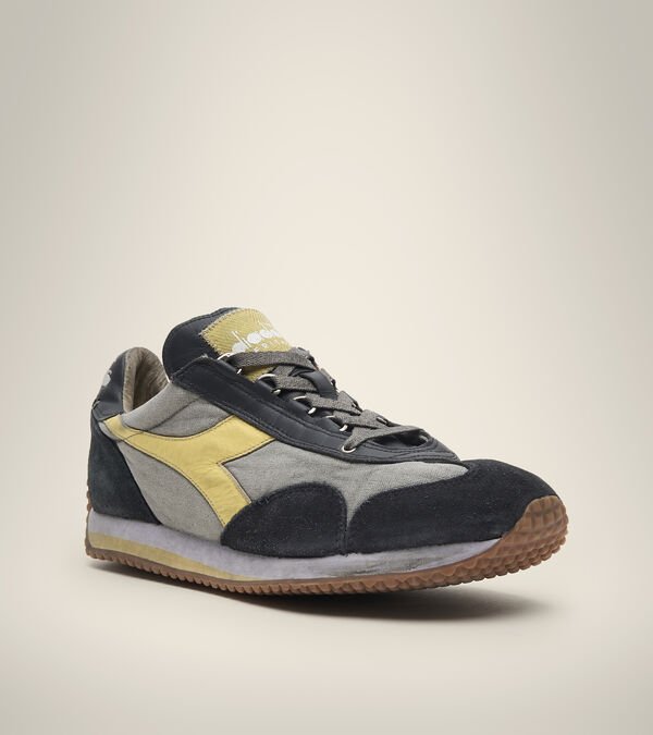 Grey / Black / Yellow Men's Diadora Equipe H Dirty Stone Wash Evo Heritage Shoes | NZ-593706