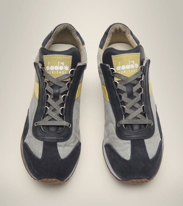 Grey / Black / Yellow Men's Diadora Equipe H Dirty Stone Wash Evo Heritage Shoes | NZ-593706