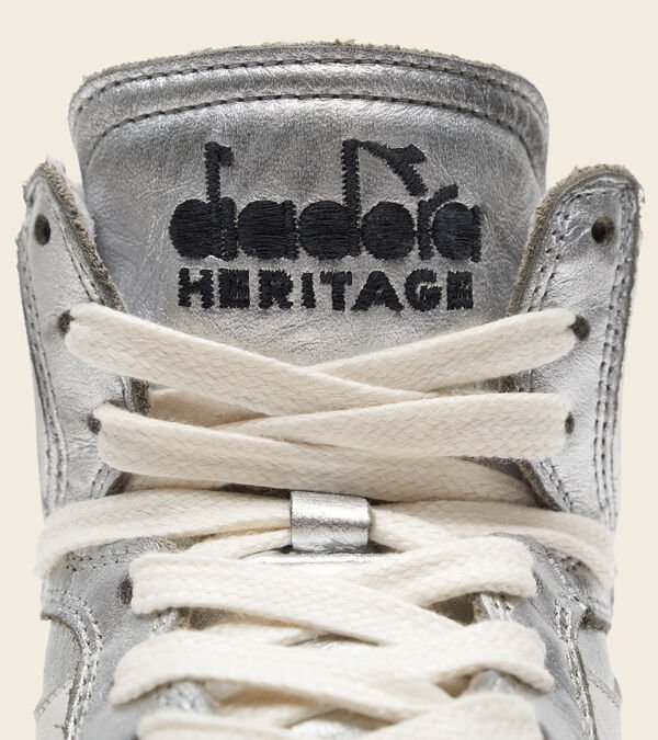 Silver / White / Black Women's Diadora Mi Basket Metal Used Heritage Shoes | NZ-908146