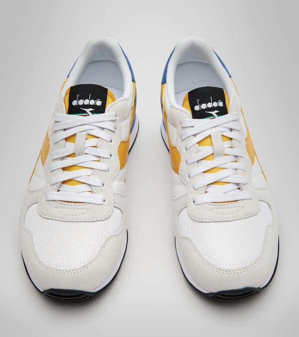 White / Grey / Yellow Men's Diadora Camaro Sneakers | NZ-843291