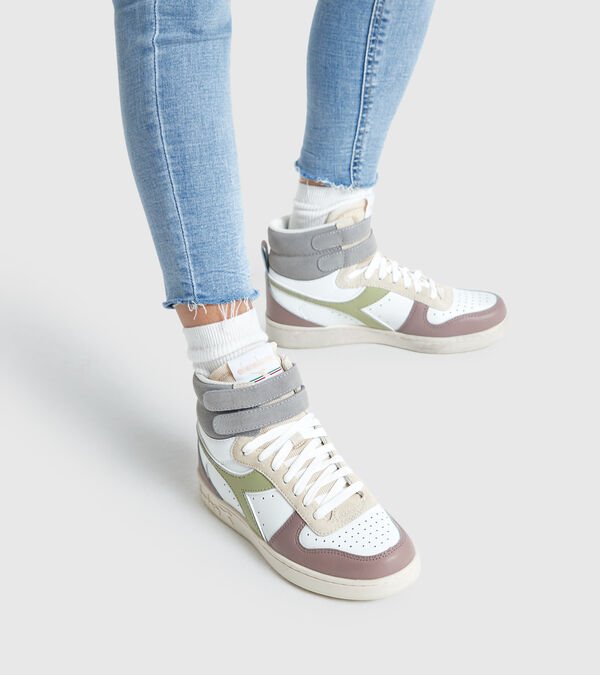 White / Multi Women's Diadora Magic Basket Mid Icona Wn Sneakers | NZ-364097