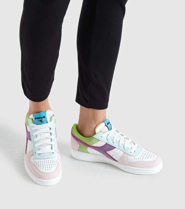 White / Multi Women's Diadora Magic Basket Low Wn Sneakers | NZ-791508